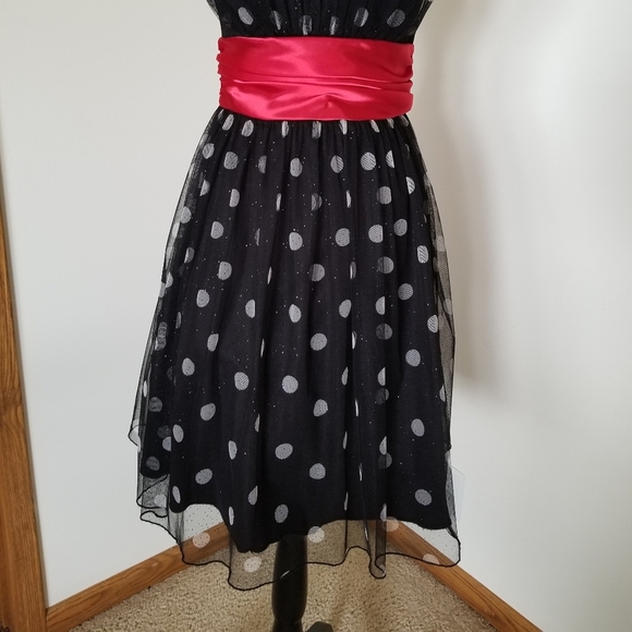 Y2K Vintage City Triangles Polka Dot Sparkle Party Dress - Picture 2 of 5